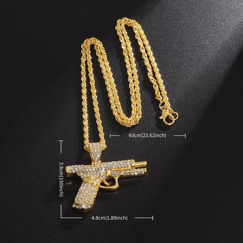 Bling Iced Out Pistol Pendant