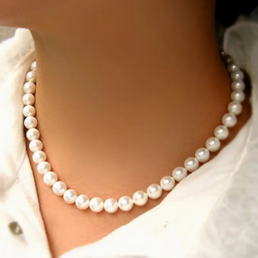 Classic Elegant White Pearl Chokers Necklace