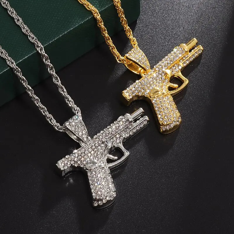 Bling Iced Out Pistol Pendant