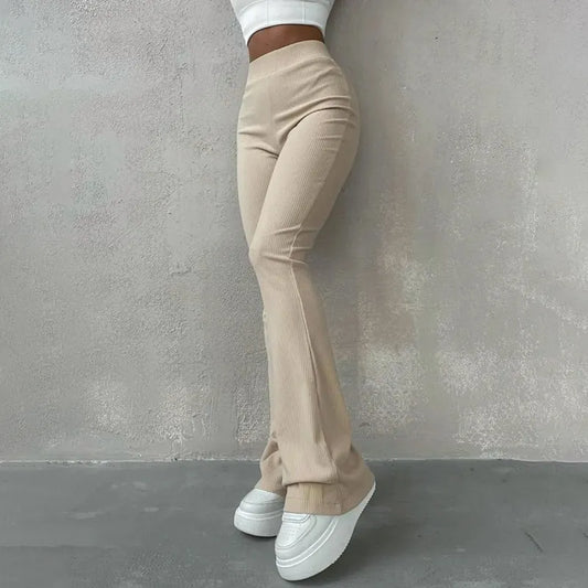 Solid High Waist Hip-Wrapping Elasticated Pants