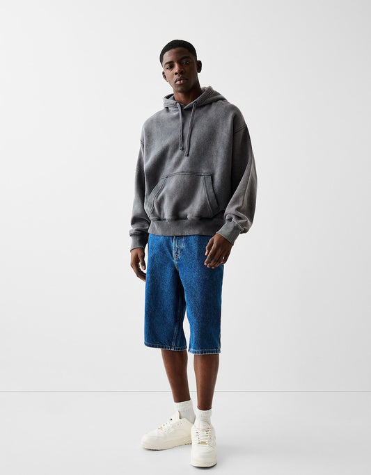 Washed effect boxy fit hoodie